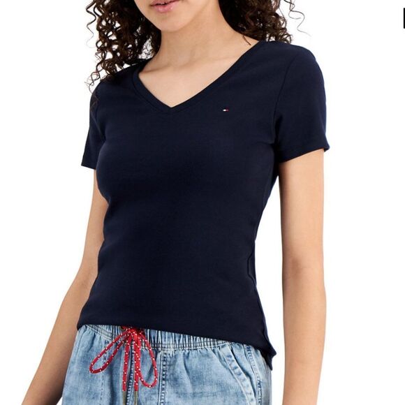 Navy V-neck T-shirt - Picture 1 of 7